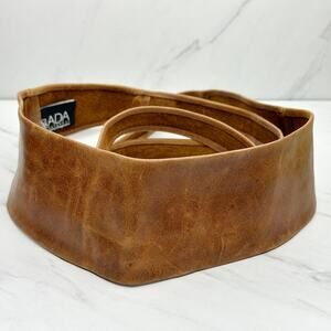 ADA Brown Genuine Leather Wrap Tie Belt One Size OS Womens